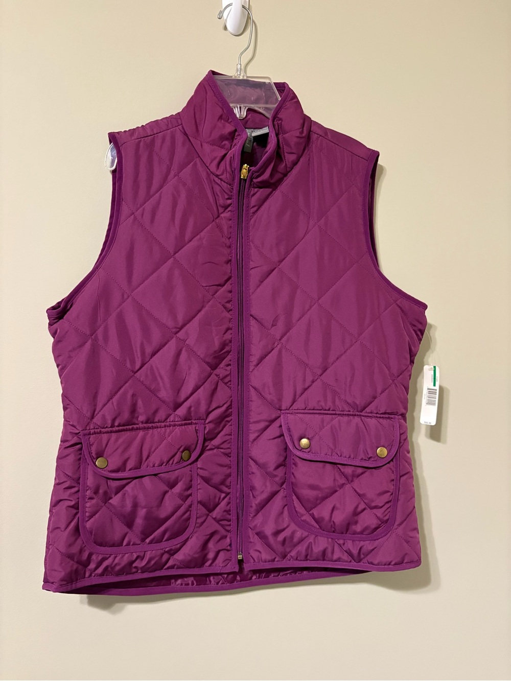 new directions Quilted Plum Utility Vest with Gold-Tone Snaps